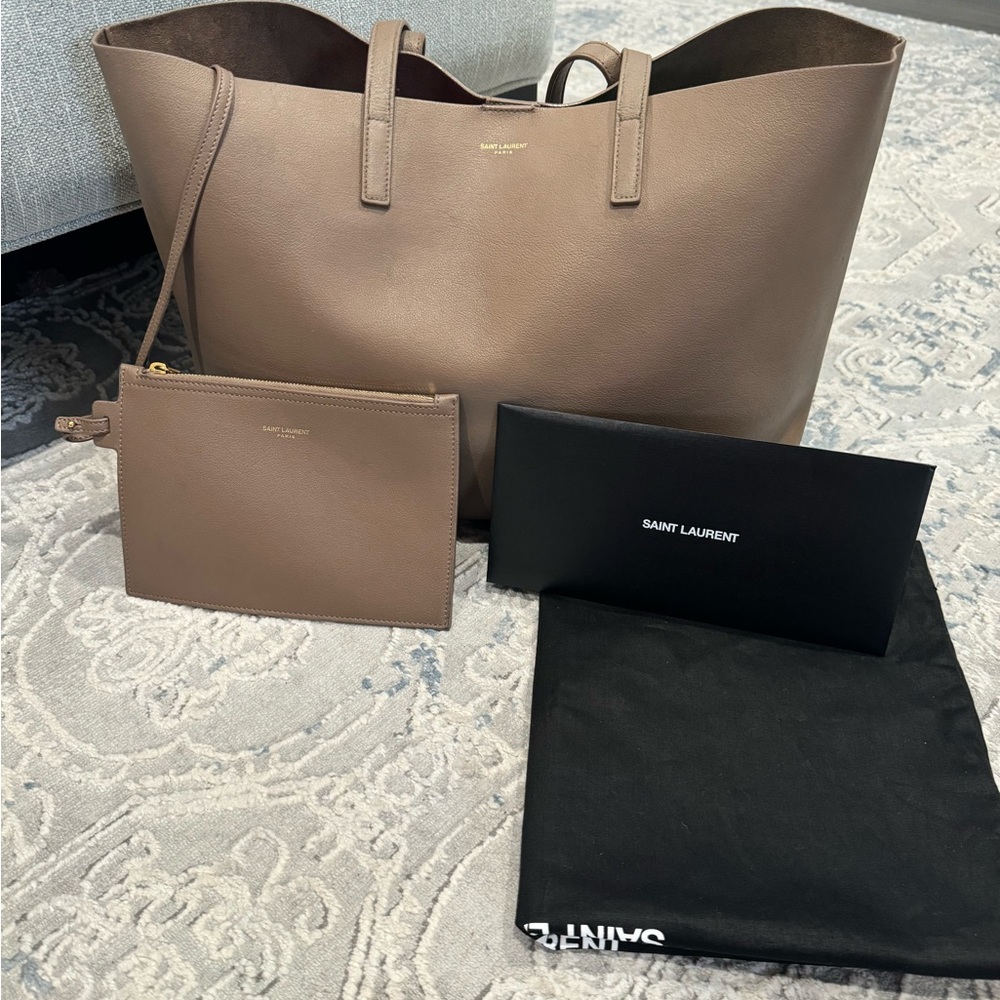 Saint Laurent large leather shopper…